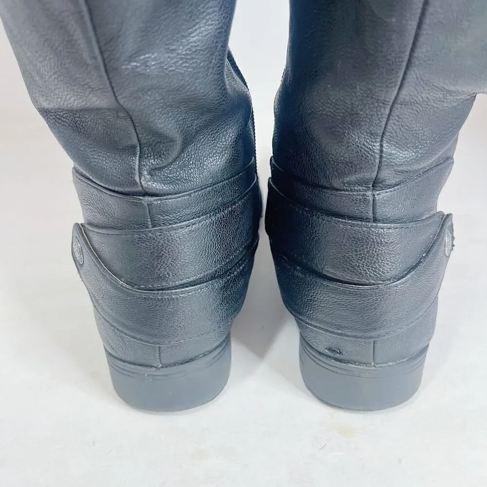 Life Stride X-Amy Black Faux Leather Wide Calf Riding Boots Knee High Size 6.5